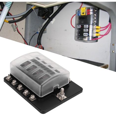 Modifizierter Sicherungshalter für Pkw und Wohnmobile, Flachsicherungskasten, 10-fach mit LED-Anzeige (CP-0684) (1/5)