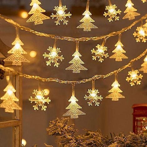 Guirlande lumineuse LED flocons de neige pour Noël, décoration de Noël à suspendre, cadeau de Noël, Olive, 3 m, 20 LED (1/5)