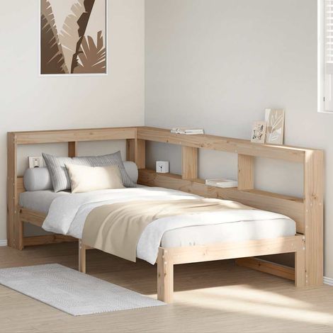 Massivholzbett mit Regal ohne Matratze 90x190 cm Kiefer vidaXL (1/5)