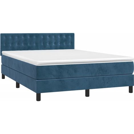 vidaXL Sommier à lattes de lit et matelas Bleu foncé 140x200cm Velours