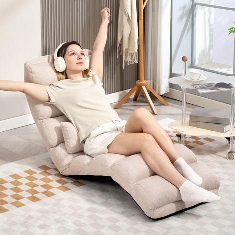 Chauffeuse 1 place fauteuil convertible avec dossier et appui-tête réglables sur 5 positions. 58x119x78cm. beige