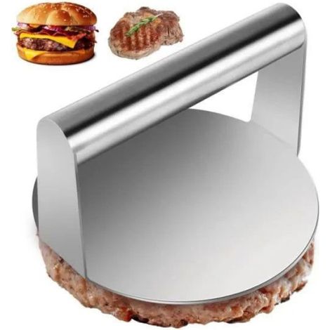 Presse-Burger - Acier Inoxydable - Revêtement Antiadhésif - Diamètre 14 Cm - Pour Préparation Steaks Hachés - 1 Pièce (1/4)
