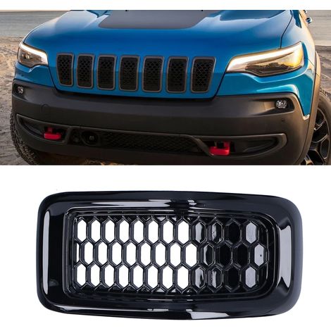 7 pièces Inserts de Calandre Avant Noir Brillant pour Jeep Cherokee 2014-2018, Accessoire de Protection et Garniture
