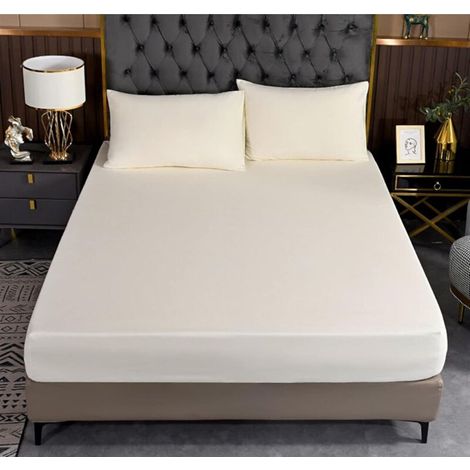 Bardusch - Housse de protection épaisse en trois parties pour matelas de couleur unie, réduisant les problèmes causés par des draps irréguliers (couleur : blanc, taille : 180 x 200 x 30) (1/5)