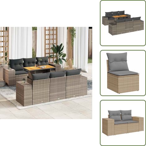 Salon de jardin avec coussins 7 pcs gris résine tressée - Ensemble De Canapés De Jardin - Ensembles De Canapés De Jardin - Ensemble De Canapés D'extérieur - Ensemble De Canapés De Patio (1/5)