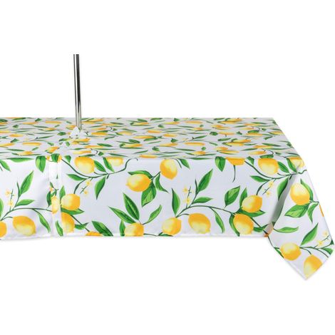 Nappe d'extérieur - Anti-éclaboussures et imperméable - avec Fermeture éclair et Trou pour Parasol - pour fêtes de Jardin, barbecues, réunions de Famille - 60 x 120 W - Citron Bliss (1/5)