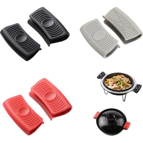 3 Paires poignée casserole,poignee amovible universelle Silicone d'Assistance Poignée (1/4)