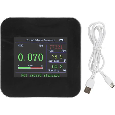 Analyseur qualité air intérieur détecteur température humidité sonde recharge USB-C batterie intégrée KB3 : moniteur HCOC (1/5)