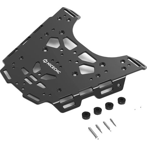 Portapacchi per moto, struttura in alluminio, facile installazione, colore nero (1/2)