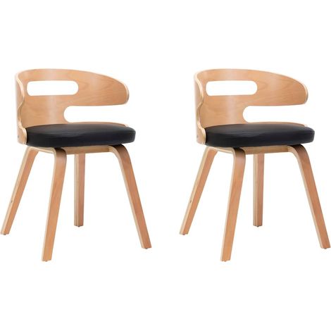 Maison Exclusive - Sedie da Pranzo 2 pz Nere in Legno Curvato e Similpelle (1/5)