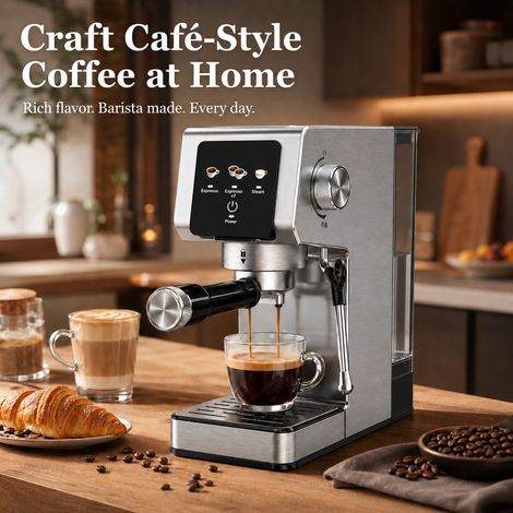 Machine à espresso 20 bars avec écran tactile, 1350W, réservoir amovible 1,2L, simple et double expresso (1/5)