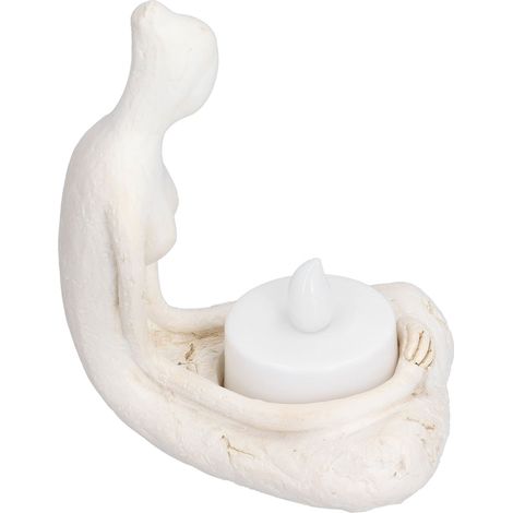 Porte-bougie en résine, sculpture de méditation et de yoga avec bougie électronique, pour la décoration de la maison ou du bureau (SCS-RC007-B2) (1/5)