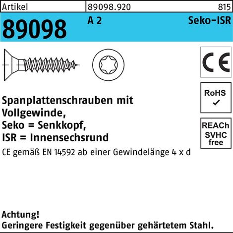 Vis pour panneaux d'aggloméré R 89098 SEKO ISR VG 4x 30-T20 A 2 1000 pièces