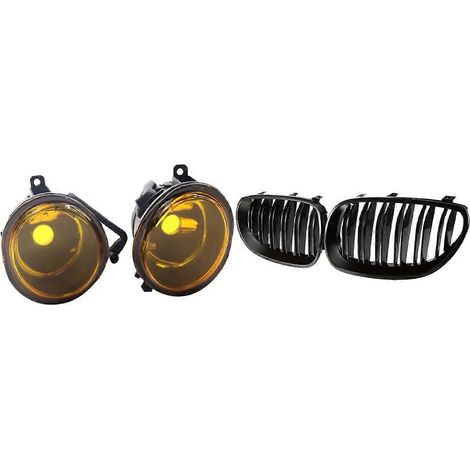 Faros antiniebla delanteros con lentes amarillas (par) y rejilla para BMW Serie 5 E60 E61 (1/5)