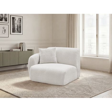BOBOCHIC - Chauffeuse 1 place avec accoudoir pour canapé modulable ANDA tissu chenille Angle gauche  Blanc