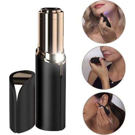 Épilateur facial à batterie, tondeuse à peau, épilateur facial portable à LED - Finition impeccable - Noir