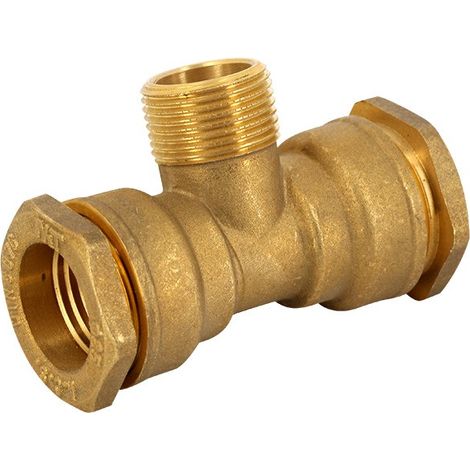 Raccord laiton - Té 90° fileté laiton pour tube PE Ø32-1''