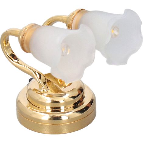 Puppenhaus-Tischlampe im Tulpen-Design, batteriebetrieben, robustes Metall-Kunststoff-Puppenhaus-Miniaturlampe für den Maßstab 1:12 (1/5)