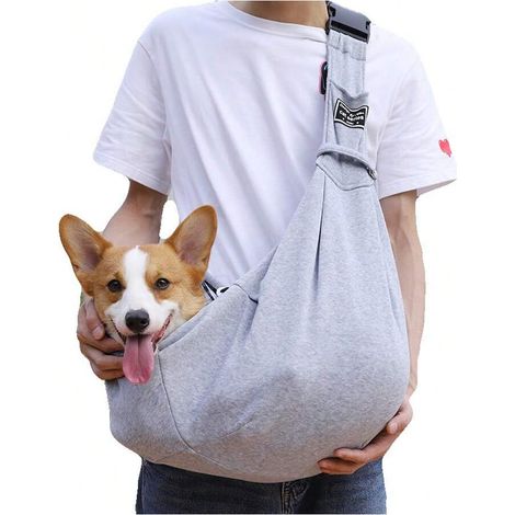 Sac de transport pour chiens et chats, sac ajustable pour petits chiens, sac principal pour chiots et chats avec plusieurs fermetures éclair à l'avant, ceinture de sécurité, lavable en machine (1/3)