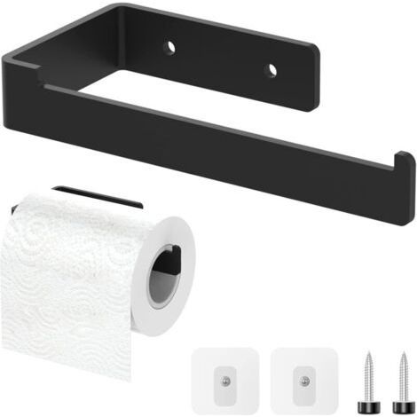 Wall-Mounted or Self-Adhesive Toilet Paper Holder in Stainless Steel, Elegant Design for WC and Bathroom, Compatible with Rolls and Towels (1/5)