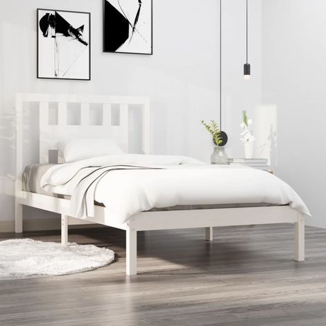 3104049  Bed Frame without Mattress White Solid Wood 90x200 cm (810003+818651) vidaXL (1/5)