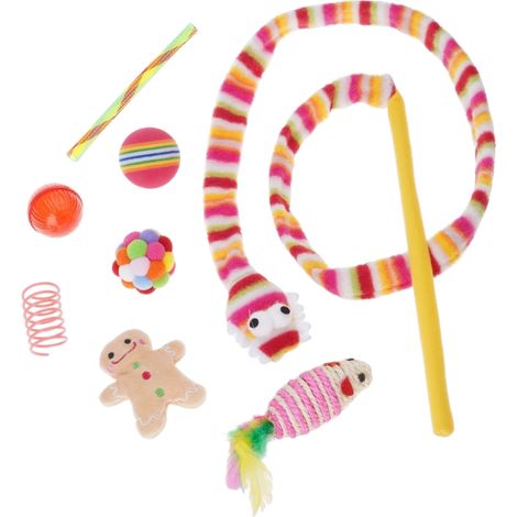 Set di giocattoli per gatti da mettere nella calza di Natale, con campanellino e topolino giocattolo, set interattivo combinato, accessori per animali domestici.