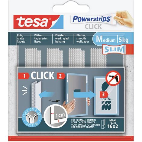 tesa Powerstrips CLICK tesa Powerstrips CLICK Slim - pad adesivi a strappo per l'inserimento e il disinserimento di cor (1/5)
