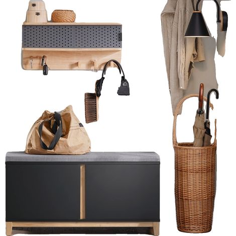 Banc à chaussures, hauteurs réglables, solution de rangement durable, noir (1/2)