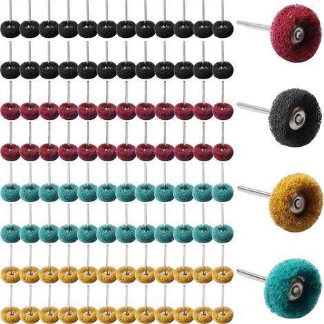 Lot de 100 disques abrasifs de 25 mm - Grain 120/180/320/400 - Roues de polissage avec tige de 3 mm - Accessoire de polissage pour outils rotatifs (1/5)