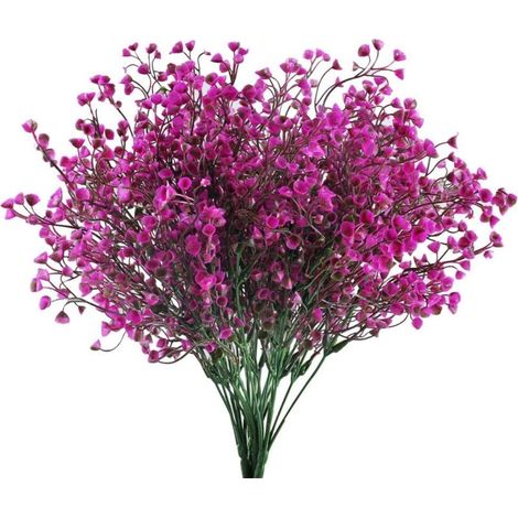 4pcs Gypsophile Artificielles 7 Branches Fleurs Artificielles Arbuste Artificiel Buisson Fausse Fleurs Violet Decoration pour Mariage Maison Jardin- (1/5)