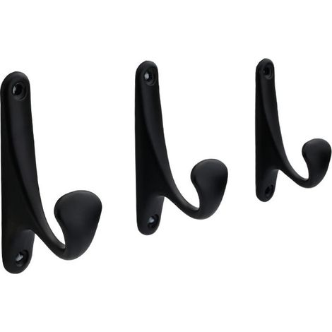 BEBUSINGOTO 8 Pièces Crochets Muraux Noirs, Crochets à Manteau Noir Mat, Crochets Simples avec Vis, Patères en Alliage d'Aluminium pour Vêtements,(Noir) (1/3)