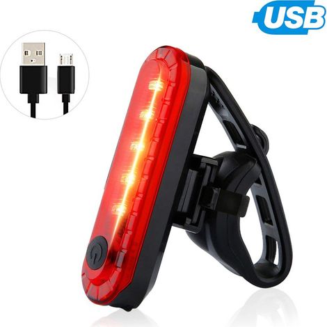 Feu arrière vélo pour VTT ultra lumineux, feu stop rouge à LED haute puissance, rechargeable USB, pour cyclisme nocturne (1/4)