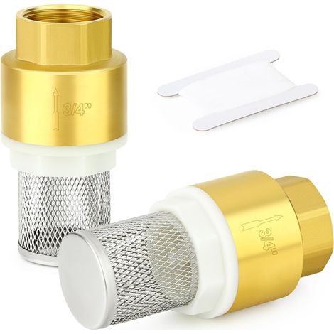 2pièces Laiton Foot Valve With Filter 3/4" Female Thread Check Valves, For Water Pump, Irrigation, Industrial Piping System (1/5)
