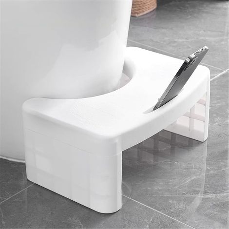 Tabouret Toilette Adulte Accroupi épaissie Tabouret De Caca pour La Salle De Bain Tabouret D'aide à La Toilette Cadeaux Sains pour Personnes âgées Enfants Marche Pied Toilette(Blanc) (1/5)