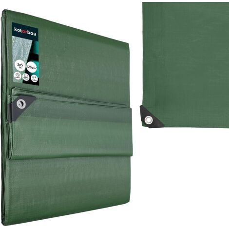 Bâche de Protection Extérieur - Polyéthylène - 3 x 5 m - Vert Olive - 120 g/m² - Bâche Anti UV - Bache Remorque - Bache Impermeable Exterieu-NANOTEH (1/5)