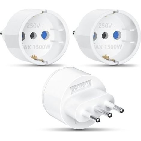 Adapter Plug Italie 3 pieces Adapter of Trip Italie, Adapter of Plug Italie Plug of Trip Adapter Italie Plug Adapter Italie Europe/Allemagne toward Plug of Trip Italie (1/5)