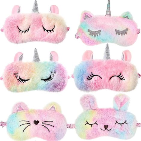 Masque de sommeil licorne, masque arc-en-ciel, cache-yeux en peluche, bandeau lapin, cache-yeux chat, doux et amusant. (1/5)