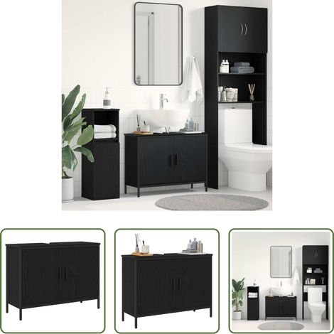 Meuble salle de bain - Meuble de Lavabo de Salle de Bain Chêne noir 80 x 30 x 60 cm (1/5)