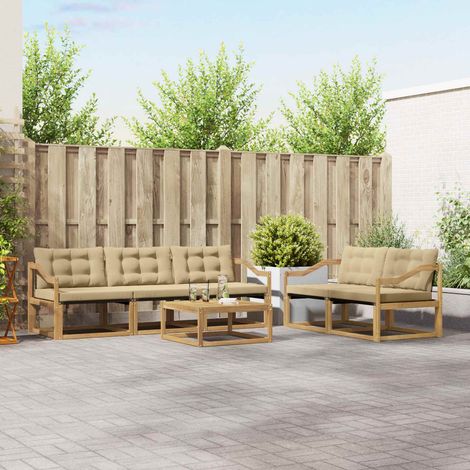 vidaXL Outdoor-Sofagarnitur 6 pcs Weiß und Beige 79 x 79 x 37 cm (1/5)