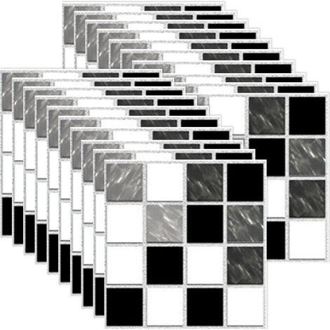 Carreaux Mosaïque Autocollants - PVC Imperméable - Pour Crédence Cuisine Salle De Bain - Repositionnables Faciles À Poser - 40 Pièces 10 x 10 cm (1/5)