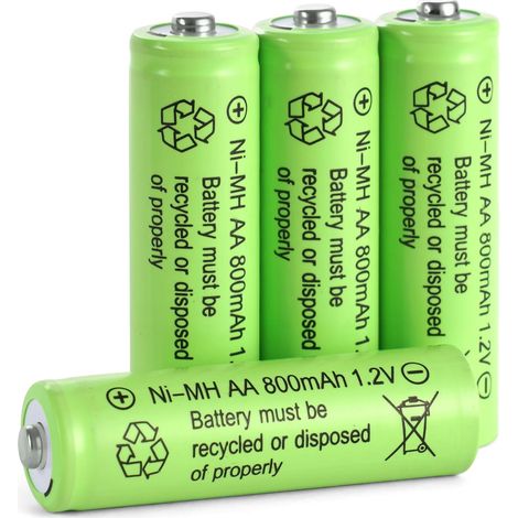 Ni-Mh Piles Rechargeables AA, 4PCS 800mAh 1,2V Haute capacité pré-chargées NiMh Piles, pour Frontale LED, télécommande, Guirlandes Lumineuses (1/5)