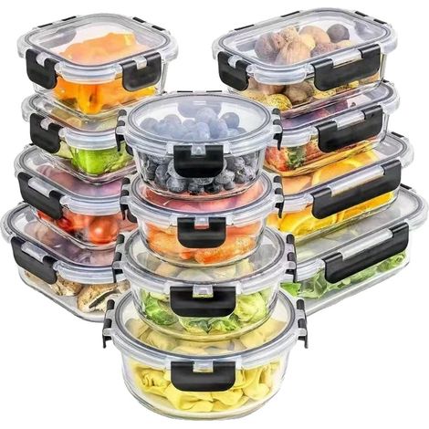Recipientes multifuncionales para almacenar alimentos, diseño a prueba de fugas, color negro. (1/2)