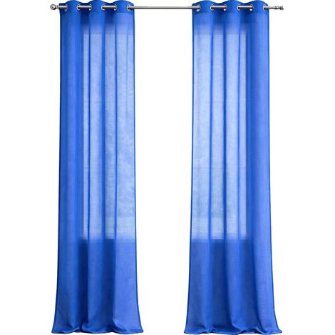 Cortinas de poliéster translúcido, diseño minimalista, ojales resistentes a la corrosión, AZUL OSCURO (1/2)