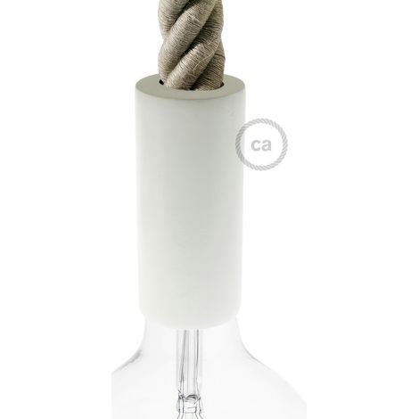 creative cables Kit portalampada E27 in Legno per cordone 3XL - Bianco