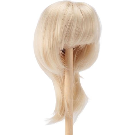 Perruque de Poupée Courte et Droite de Haute qualité pour 4 Poupées, Cheveux Synthétiques pour Tour de Tête de 18,5 à 21 Cm, Design élégant (Lait d'or) (1/4)