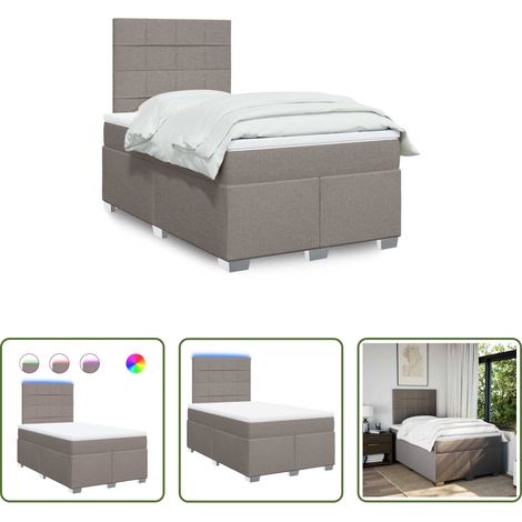 vidaXL LED-Beleuchtung -  Boxspringbett mit Matratze Taupe 120x200 cm Stoff (1/5)