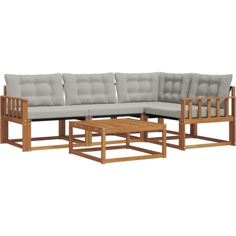 Outdoor Sofa Set with Cushion 5 pcs Natural and Light Grey vidaXL