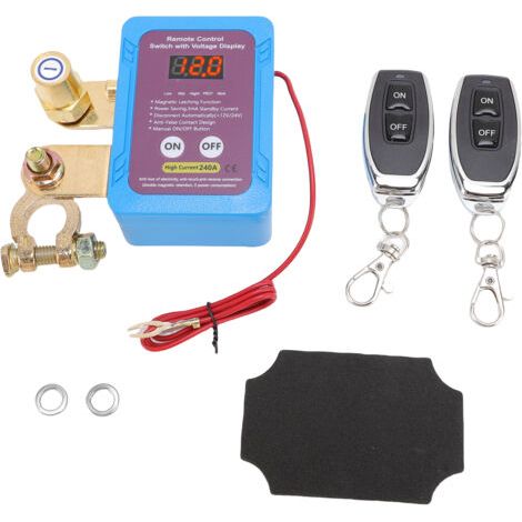 Interrupteur intelligent 12 V avec télécommande pour batterie - Idéal pour voiture, camion, camping-car, quad, affichage LED de la tension, fonction antivol de coupure de batterie (1/5)