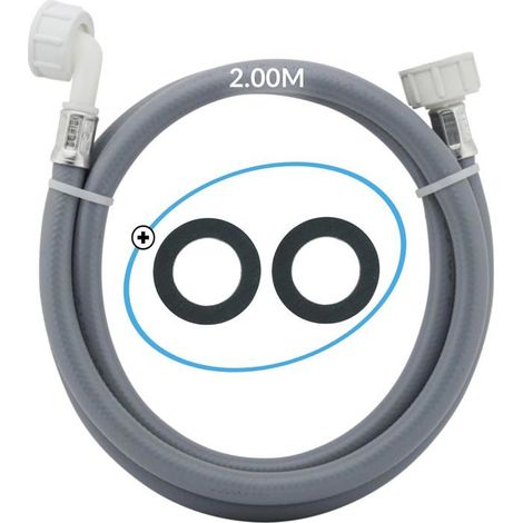 Tuyau Machine à Laver 2.00ML / Tuyau d'Arrivée d'Eau Pour Lave Vaisselle/Lave Linge - Fourni Avec Deux Joints Caoutchouc