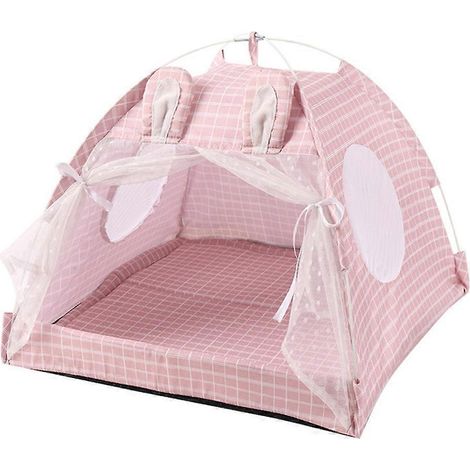 Tente-lit/niche d'intérieur pour chats, chiots et petits animaux - Taille L (56 x 56 x 50 cm) - Rose (1/5)